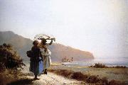 Camille Pissarro, Two women talking to the seaside